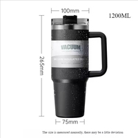 Bouteille isotherme de voyage pour voiture, anti-fuite, à double paroi, en acier inoxydable, 40 OZ, avec poignée et paille, pour café et eau