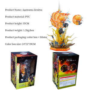 Statuetta <span class=keywords><strong>Anime</strong></span> di Agatsuma Zenitsu da Demon Slayer, Scultura a Doppia Testa Luminosa in PVC, Modellino Cartoon da 31cm, Regalo - Product Image 6