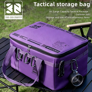 30L Tactical <b>Camping</b> <b>Storage</b> Bag Multi-Functional Foldable Outdoor Cookware Organizer Detachable Carabiners for Food Car Use - Product Image 2
