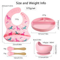 Vaisselle en silicone de qualité alimentaire pour bébé Assiette bavoir design multicolore avec impression Bol et cuillère Fourchette pliable Micro-ondes LOGO personnalisé