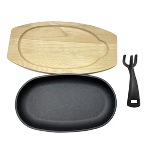 Plaque <span class=keywords><strong>de</strong></span> cuisson classique écologique pour <span class=keywords><strong>fruits</strong></span> <span class=keywords><strong>de</strong></span> <span class=keywords><strong>mer</strong></span>, steaks, fajitas, en fonte antiadhésive à base plate, compatible gaz et induction, avec planche à découper - Product Image 2