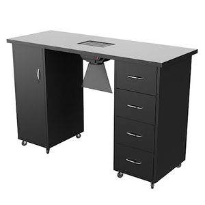 Set Professionale per Salone di Bellezza: <span class=keywords><strong>Tavolo</strong></span> per Manicure con Piano <span class=keywords><strong>in</strong></span> Marmo Bianco e Sedia, Senza Perdite di Polvere, con Vano Portaoggetti - Product Image 6