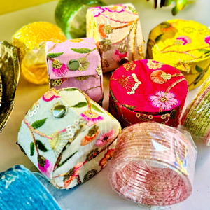Luxury Handmade Embroidered <b>Bangle</b> Storage Box Set Floral Fabric Jewelry Organizer Travel <b>Bangle</b> Case Bridal Gift Wedding Favor - Product Image 1