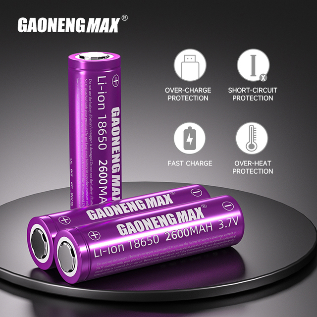 Wholesale Gaonengmax Customizable High Capacity 3.7V 2600mAh Li-ion Polymer 18650 Battery 1200 Cycles Charging Protection NMC