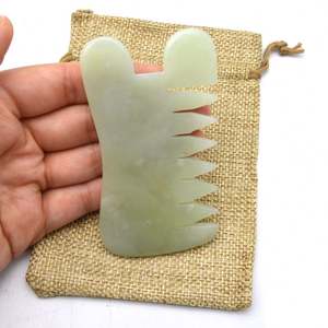 Chino Xiuyan Jade Gua Sha herramienta de masaje de raspado Jade verde <span class=keywords><strong>Guasha</strong></span> para antienvejecimiento <span class=keywords><strong>Guasha</strong></span> peine Jade - Product Image 3