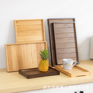 Rectangular Wooden <b>Serving</b> <b>Tray</b> For Hotel Tea House Home Breakfast Coffee Tea Cake Bread Durable Solid Color - Product Image 1