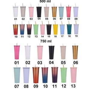 Tasse à café isotherme en acier inoxydable multicolore avec paille, grande capacité, logo personnalisé, design de luxe abordable - Product Image 1