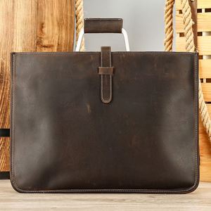 Maletín de Cuero Crazy Horse de 13/15 Pulgadas, Lujoso y Suave, para Hombre, Maletín de Trabajo y Bolsa de Mensajero de Cuero Genuino - Product Image 1