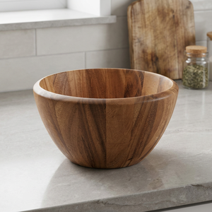 Real Acacia Wood <b>Bowl</b> Eco-Friendly Vintage Design Polished Kitchenware Multifunctional Easy Wash Food Serving Party - Product Image 1