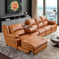 Ensemble canapé convertible électrique en cuir moderne et minimaliste en forme de L pour le salon ou l'hôtel.