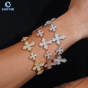 Pulsera de eslabones cubanos de moissanita con certificado GRA, chapada en rodio, de plata maciza 925, pulsera cruzada, joyería Hiphop Iced Out - Product Image 1