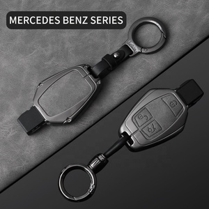 Personnalisé personnalisation voiture marque Logo <span class=keywords><strong>cuir</strong></span> voiture <span class=keywords><strong>porte</strong></span>-clés étui couverture alliage clé coque étui avec <span class=keywords><strong>porte</strong></span>-clés pour Benz - Product Image 5