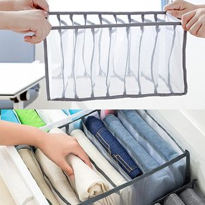 Organizer Clothes Washable Wardrobe Wardrobe 7 Grids Foldable Visible Closet Organizer Clothes Drawer Mesh Separation Box Washable Wardrobe Clothes Storage Organizer