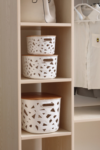 Cestino portaoggetti in <span class=keywords><strong>plastica</strong></span> <span class=keywords><strong>con</strong></span> <span class=keywords><strong>coperchio</strong></span> in bambù per cucina, dispensa, soggiorno e altro - Product Image 5
