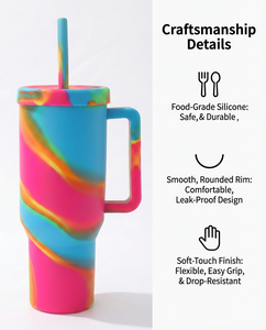 Gobelet personnalisé 16oz, plusieurs spécifications, logo personnalisé, réutilisable, sans BPA, incassable, mélange de couleurs, plastique et silicone, pour bière et vin - Product Image 2