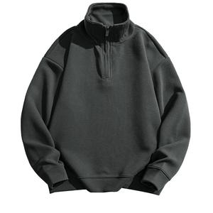 Sweats à capuche à logo personnalisé Sweats à capuche épais Tissu tricoté 100% coton vierge Sweat à capuche zippé imprimé quart 1/4 - Product Image 6