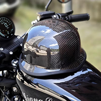 Casque Moto Rétro Demi-Coque en Fibre de Carbone 3K Mat 12K Brillant Forgé DOT
