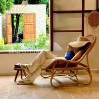 Fauteuil simple en rotin naturel de style Wabi-Sabi rétro, inspiré du milieu du siècle, pour salon et balcon, mobilier de maison