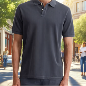 Camisa Casual de Punto de Algodón Orgánico de Manga Corta para Hombre, Color Liso, Corte Regular, 180g, Azul (Total Eclipse), 3XL - Product Image 2