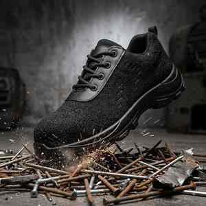 Chaussures de sécurité en cuir pour hommes les plus vendues, avec embout en acier et semelle antidérapante en PU, idéales pour l'usine, disponibles en gros - Product Image 1