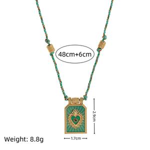 Tarotkaart ketting roestvrij staal 18K verguld hartvormig zilver blauw kleurrijk emaille damesbedel - Product Image 6
