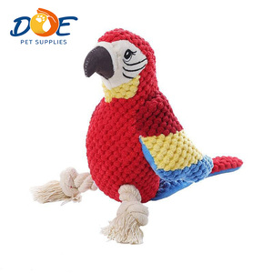 Doe Pet Manufacturer <strong>Wholesale</strong> Rope Tough Dog Chew <strong>Toys</strong> Red <strong>Parrot</strong> Dog Creative Plush Sound Squeaky <strong>Toy</strong> Interactive Dog <strong>Toy</strong> - Product Image 1
