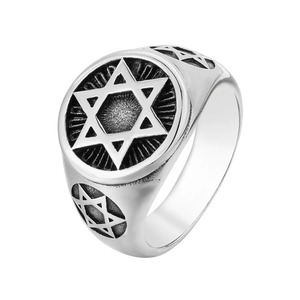 yunnique Men's Stainless Steel <b>Ring</b> Hexagram Star Design Punk Fashion Street Style Jewelry Gift <b>Size</b> 7 To 13 - Product Image 5