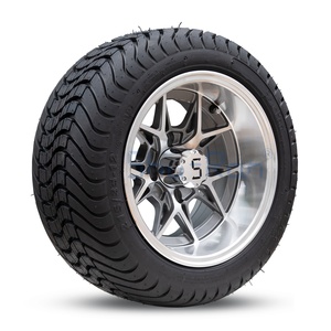 <b>Golf</b> Cart Machined/ Gunmetal Wheels and Tires 12 Inch SRGCTW-222 <b>Golf</b> Cart Accessories SRGCTW-222 - Product Image 2
