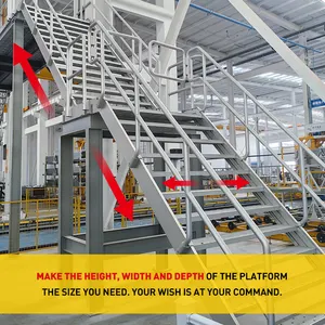 Professional Custom Mechanical Equipment Walkway Step Ladder Aluminum Maintenance Ladder Adjustable Workshop Step Platform