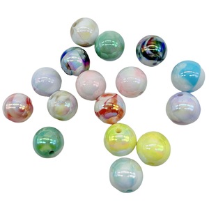UV Plated Iridescent 16mm Round <b>Beads</b> <b>Plastic</b> Resin Scattered <b>Beads</b> For Jewelry Making DIY Accessories - Product Image 5