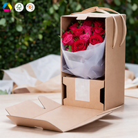 Individuelle Logo-Blumenboxen für Sträuße, Papierboxen Geschenkbox mit Tragegriff für Blumenstrauß-Geschenkverpackung, Direkt ab Werk