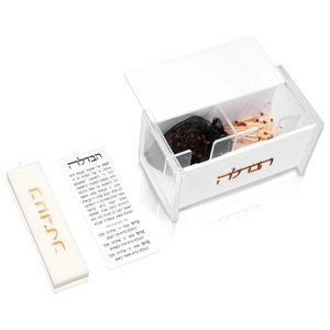Havdalah Candle Prayer Card Besamim Matches Acrylic Small Havdalah <strong>Set</strong> - Product Image 1