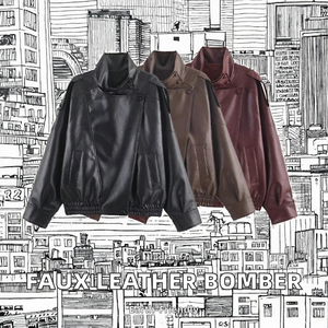 Veste Blouson en Simili Cuir à Manches Longues, Style Européen et Américain, Mode Féminine, Élégante, Décontractée, Fermeture Éclair, Couleur Unie - Product Image 2