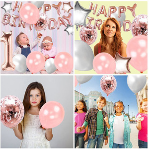 Nicro Rose Gold Theme Baby Shower Foil Balloons Girl 1st Happy Birthday Wall Hanging Background Party Decoration <span class=keywords><strong>Set</strong></span> - Product Image 6