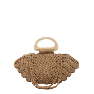 Sac à main en paille fait main au crochet style preppy vintage 2026 pour femme, portable et tendance, vente en gros, en forme d'éventail, prêt à expédier, commande mixte en gros - Product Image 2