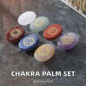 Ensemble <span class=keywords><strong>de</strong></span> 7 pierres <span class=keywords><strong>de</strong></span> chakra gravées pour <span class=keywords><strong>la</strong></span> guérison par le Reiki, <span class=keywords><strong>la</strong></span> méditation et <span class=keywords><strong>la</strong></span> pleine conscience, en pierres précieuses - Product Image 2