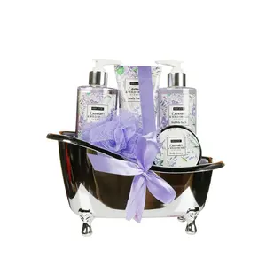 Wholesale custom lavender luxury shower gel body lotion spa gift sets for women bath