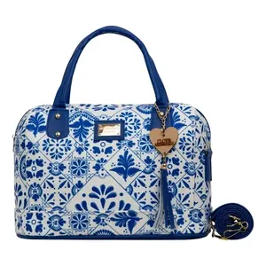Bolso Tote de Algodón Azul para Mujer, Marca Fana Dariana, Tamaño Mediano, Estilo Playa, con Cierre de Broche, Apto para Veganos - Product Image 1