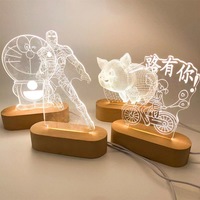 Base Bois Lit LED Plafonnier En Bois Lumière Lampe Présentoir Base pour Chambre 3D En Bois Lumière Base