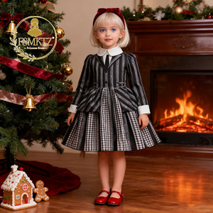 Disfraz de Cosplay para Niñas, Disfraz de Película de Televisión, Rayas Blancas y Negras, Halloween, Manga Larga, Vestido de Princesa para Fiesta, Hasta la Rodilla, para Invierno - Product Image 2