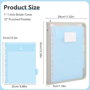แฟ้มซิปพร้อมช่องใส่เอกสารขนาด Letter 12 สีสันสดใส ขนาด 11" x 8.5"  แบบ 3 ห่วง พร้อมตัวแบ่ง<span class=keywords><strong>เอกสาร</strong></span>ขนาดใหญ่ - Product Image 2