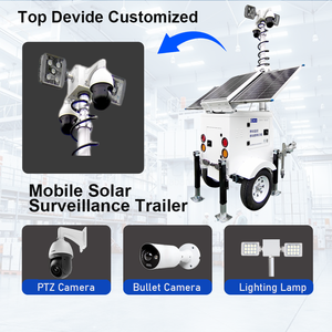 Tour de surveillance mobile solaire hors réseau avec CCTV, 4G, <span class=keywords><strong>WIFI</strong></span>, Internet par satellite Starlink et système de sécurité solaire - Product Image 2