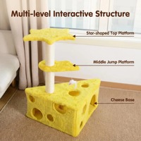 Arbre à chat de luxe écologique avec tunnel, 2 niveaux, en panneau de particules durable, résistant aux griffures, anti-déchirure, facile à assembler
