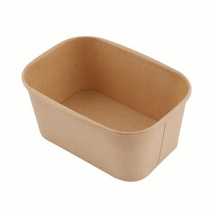 <span class=keywords><strong>Tazza</strong></span> di carta rotonda quadrata usa e getta all'ingrosso riscaldabile kraft impermeabile stampa personalizzata logo insalatiera di carta con coperchio in PE - Product Image 5