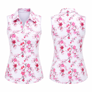 Polos para Mujer, Camiseta Polo sin Mangas, Camiseta de Golf Transpirable de Secado Rápido, Estampada, Informal, Deportiva, Anti-Pilling - Product Image 2