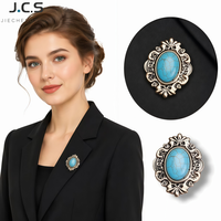 Broche explosive vintage à motif baroque en alliage de zinc turquoise pour femme, style coréen Dongdaemun, accessoires anti-dérapants personnalisables