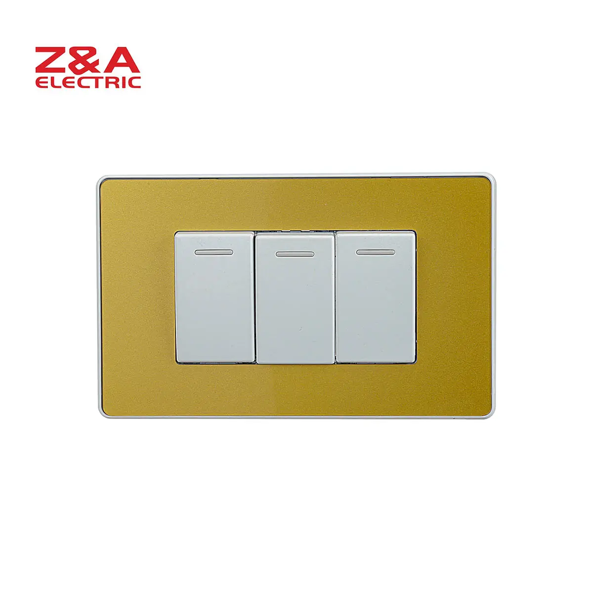 AG2301.3W.AGLD AG Series ZA Z&A Good Price New product Acrylic Gold 3 Gang 2 Way Electric Push Wall Light Switch