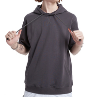 Fournisseur de vêtements – Nouveaux sweats à capuche décontractés pour hommes en coton et polyester, à manches courtes, unis et vierges, pour impression personnalisée