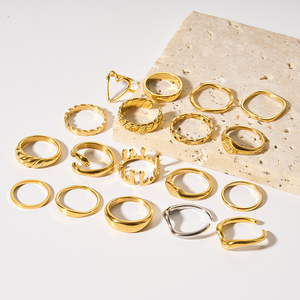 Anillos Minimalistas para Mujer, Anillo de Compromiso, Joyería Antideslustre, Clásico y Moderno, en Bolsa OPP, Acero Inoxidable 316L, Circonita Cúbica, Dorado - Product Image 1