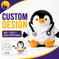 Peluche pingouin docteur personnalisée, très demandée, OEM ODM, avec logo, design mignon et doux, style dessin animé